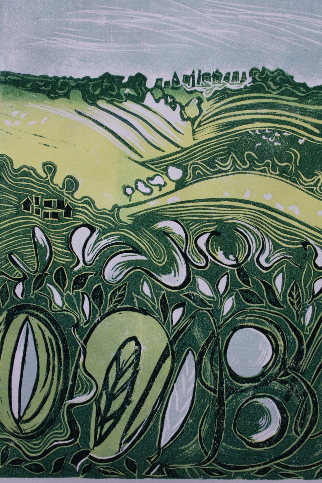 Landscape lino print